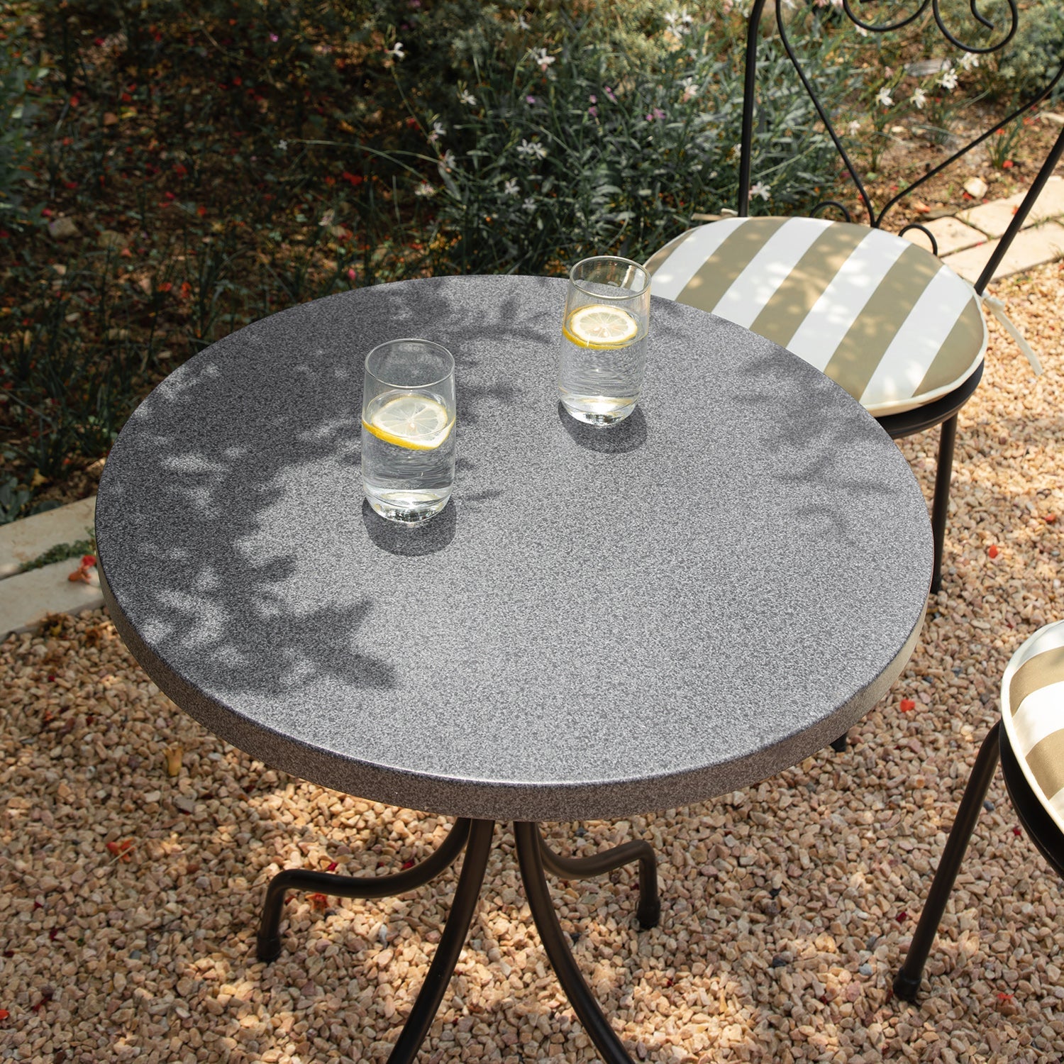 Haymes Metal Indoor and Outdoor Bistro Set, Khaki Stripe