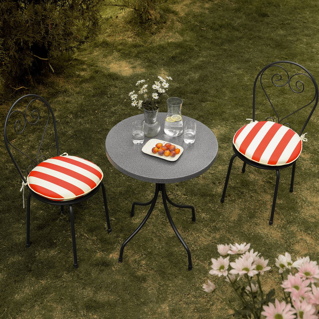 Haymes Metal Indoor and Outdoor Bistro Set, Scarlet Stripe