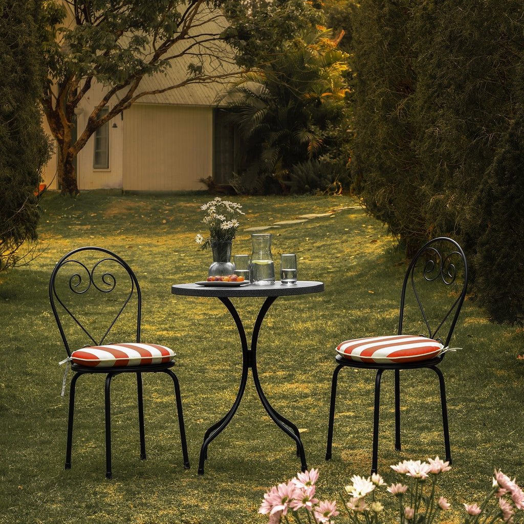 Haymes Metal Indoor and Outdoor Bistro Set, Scarlet Stripe