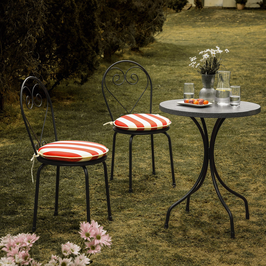 Haymes Metal Indoor and Outdoor Bistro Set, Scarlet Stripe