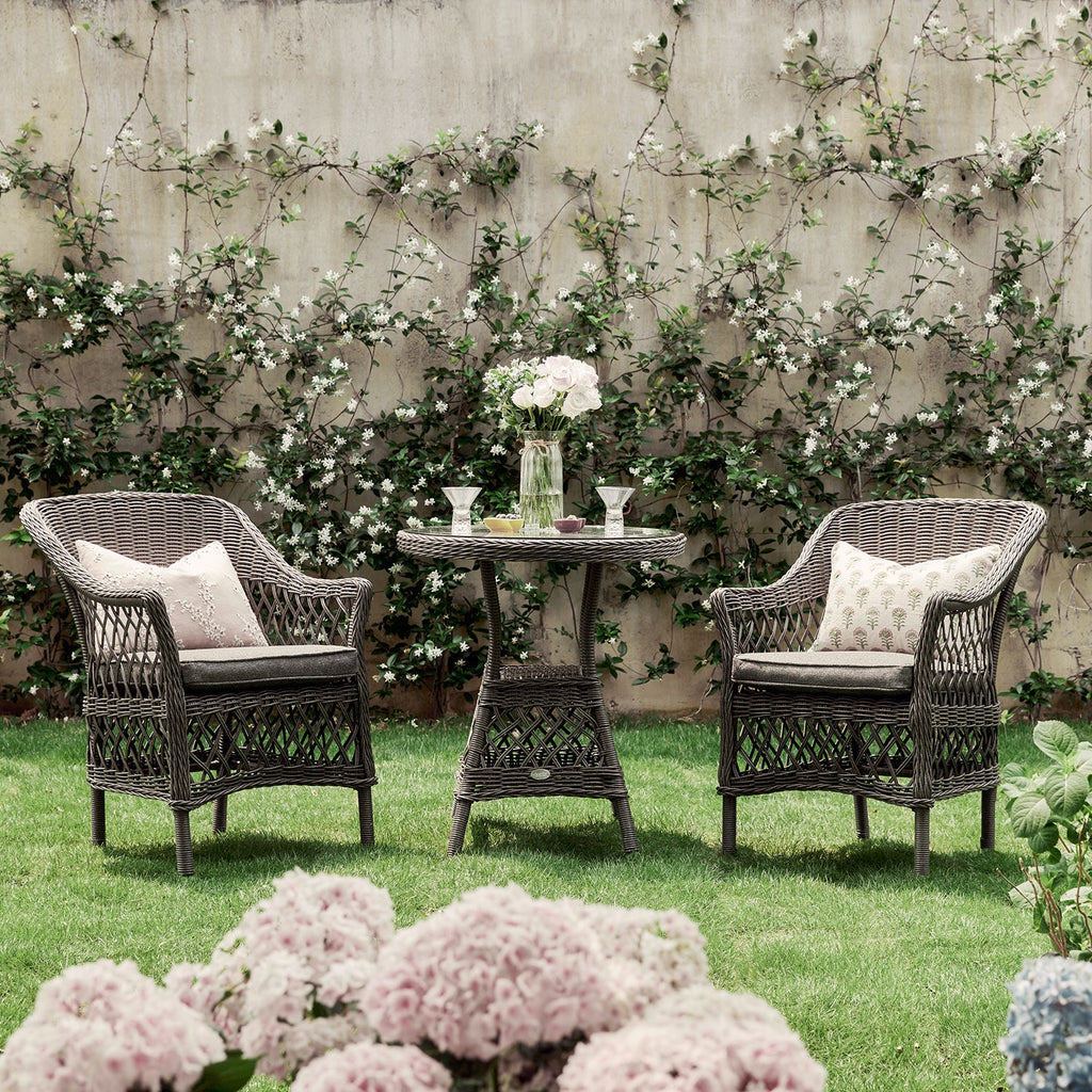Willowbrook Lattice Weave Rattan Bistro Set, Dark Grey