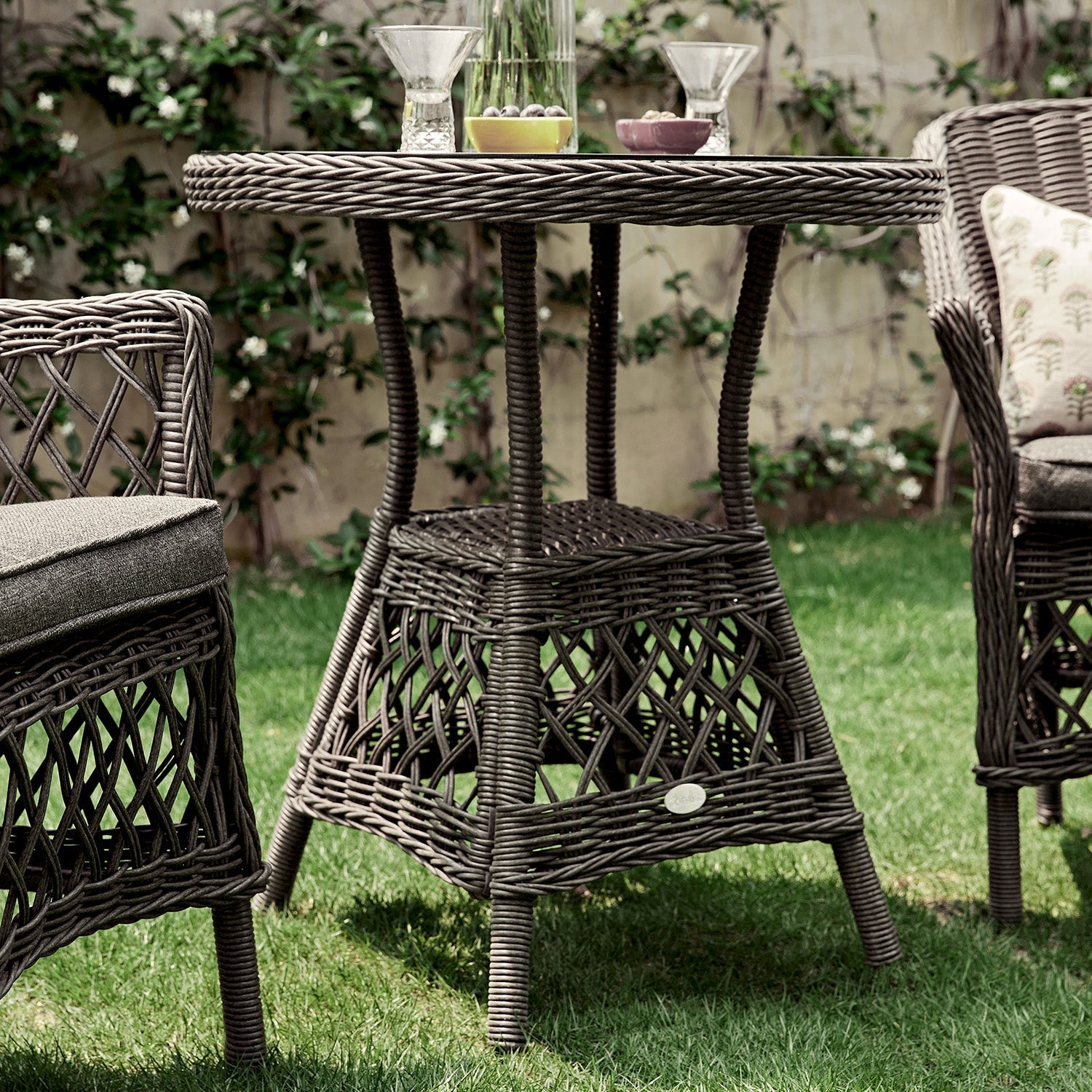 Willowbrook Lattice Weave Rattan Bistro Set, Dark Grey