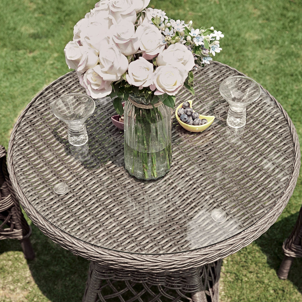 Willowbrook Lattice Weave Rattan Bistro Set, Dark Grey