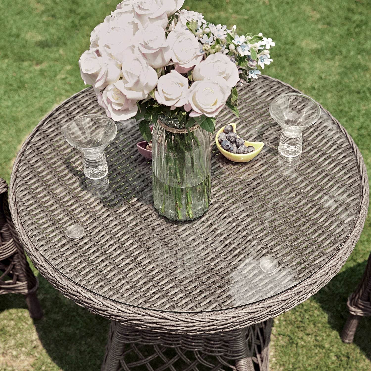 Willowbrook Lattice Weave Rattan Bistro Set, Dark Grey