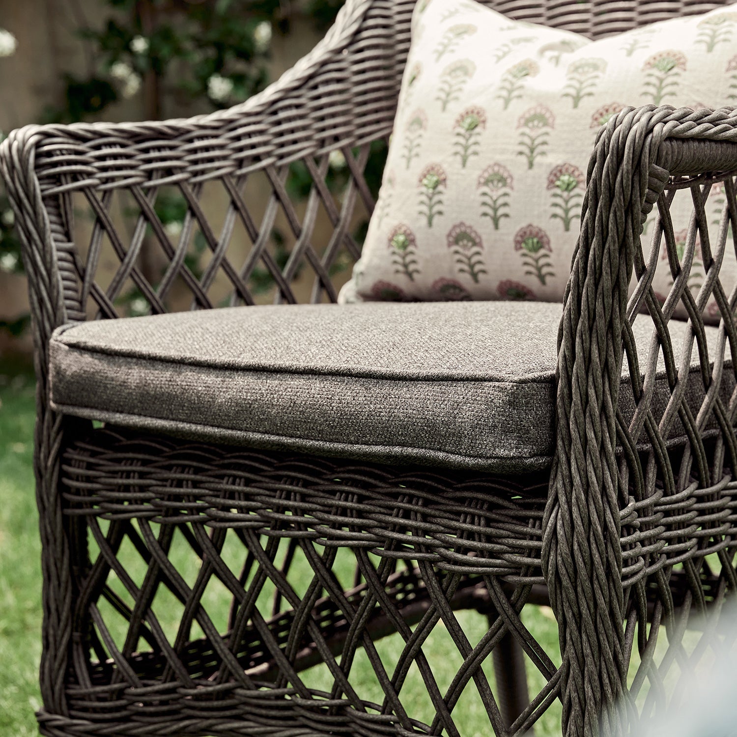 Willowbrook Lattice Weave Rattan Bistro Set, Dark Grey