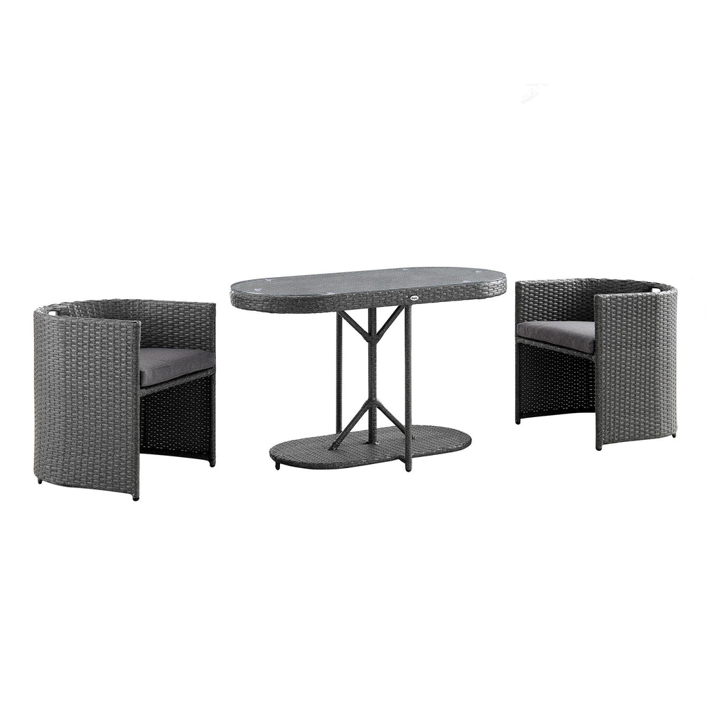 Granchester Rattan Balcony Bistro Set, Grey