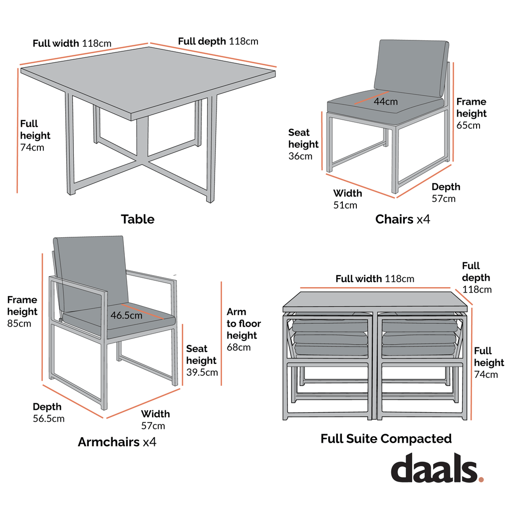 Albany Aluminium 9-Piece Outdoor Cube Dining Set, Grey