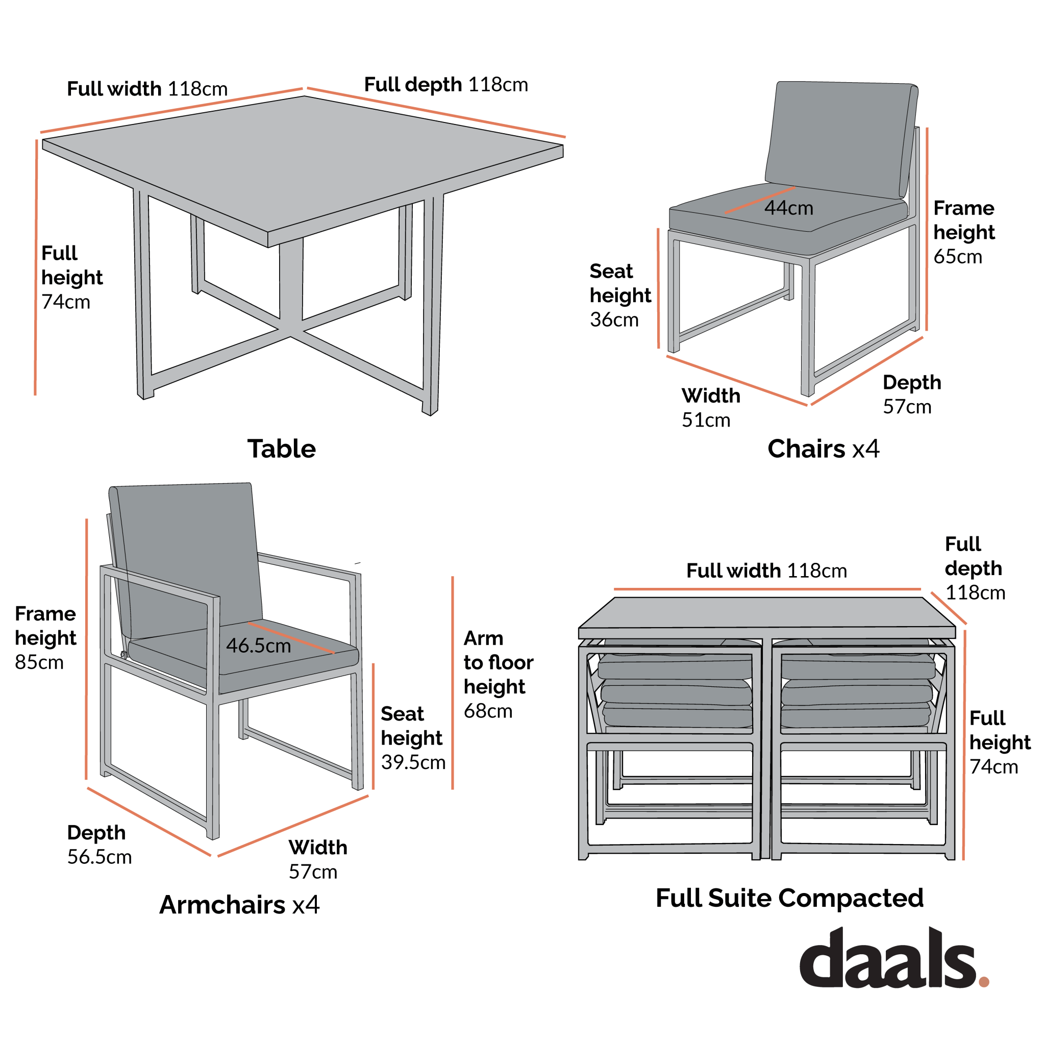 Albany Aluminium 9-Piece Outdoor Cube Dining Set, Grey