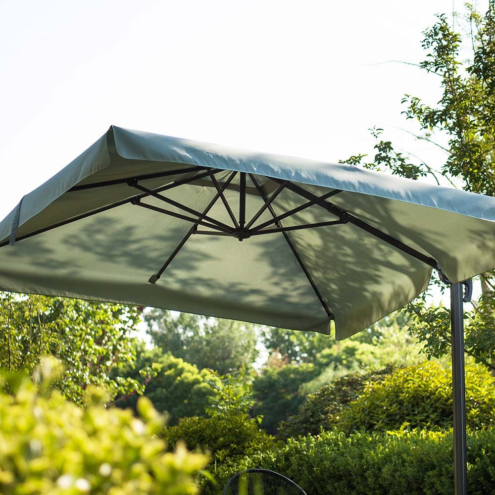 300cm Large Square 360° Aluminium Roma Cantilever Garden Hanging Parasol, Grey