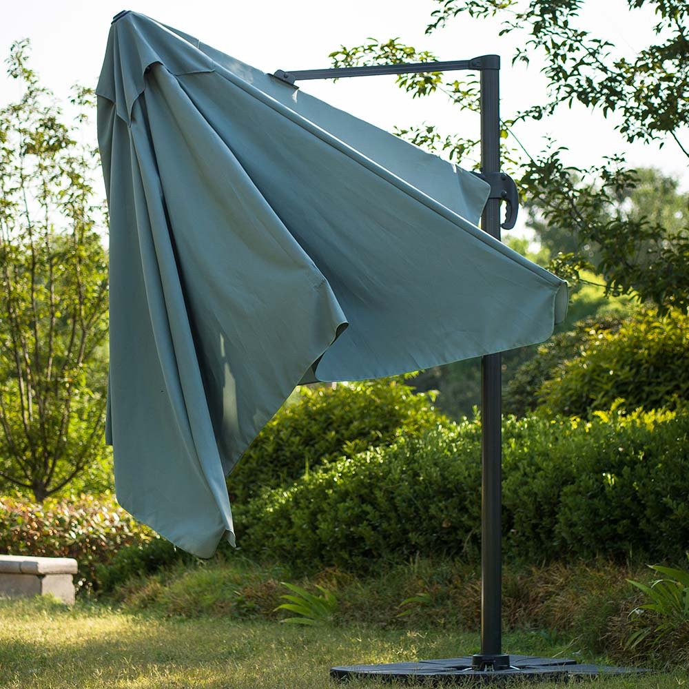 300cm Large Square 360° Aluminium Roma Cantilever Garden Hanging Parasol, Grey