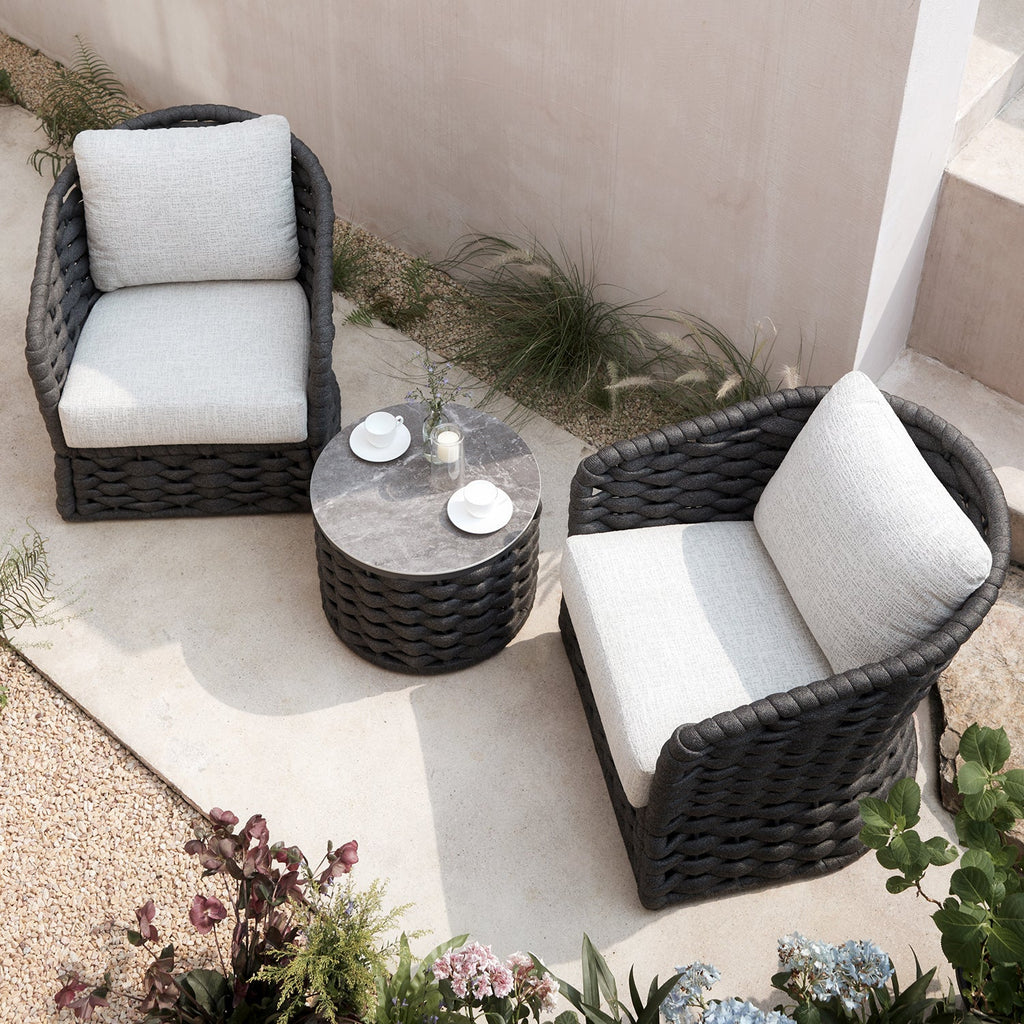 Positano Wide Rope Bistro Set, Grey