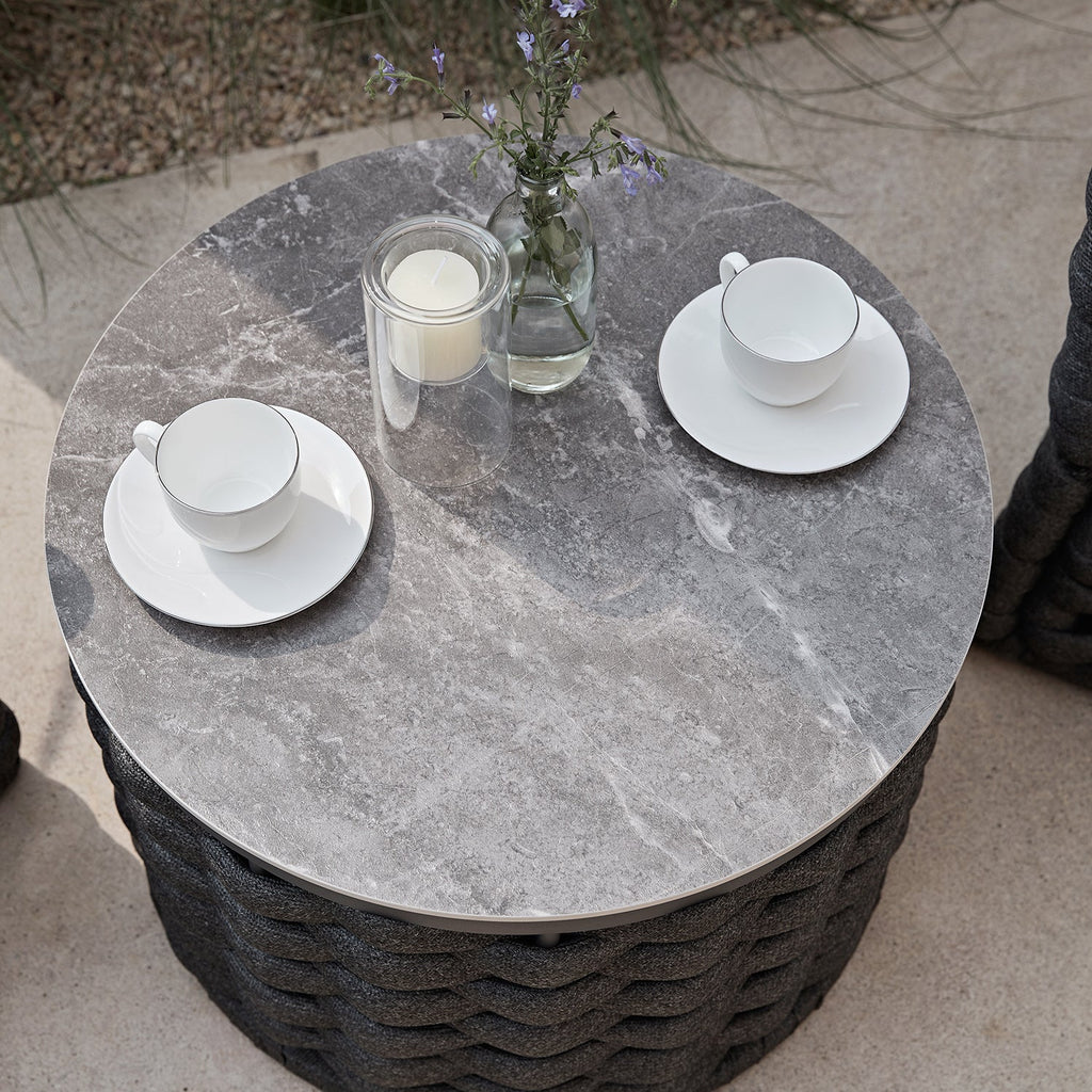 Positano Wide Rope Bistro Set, Grey