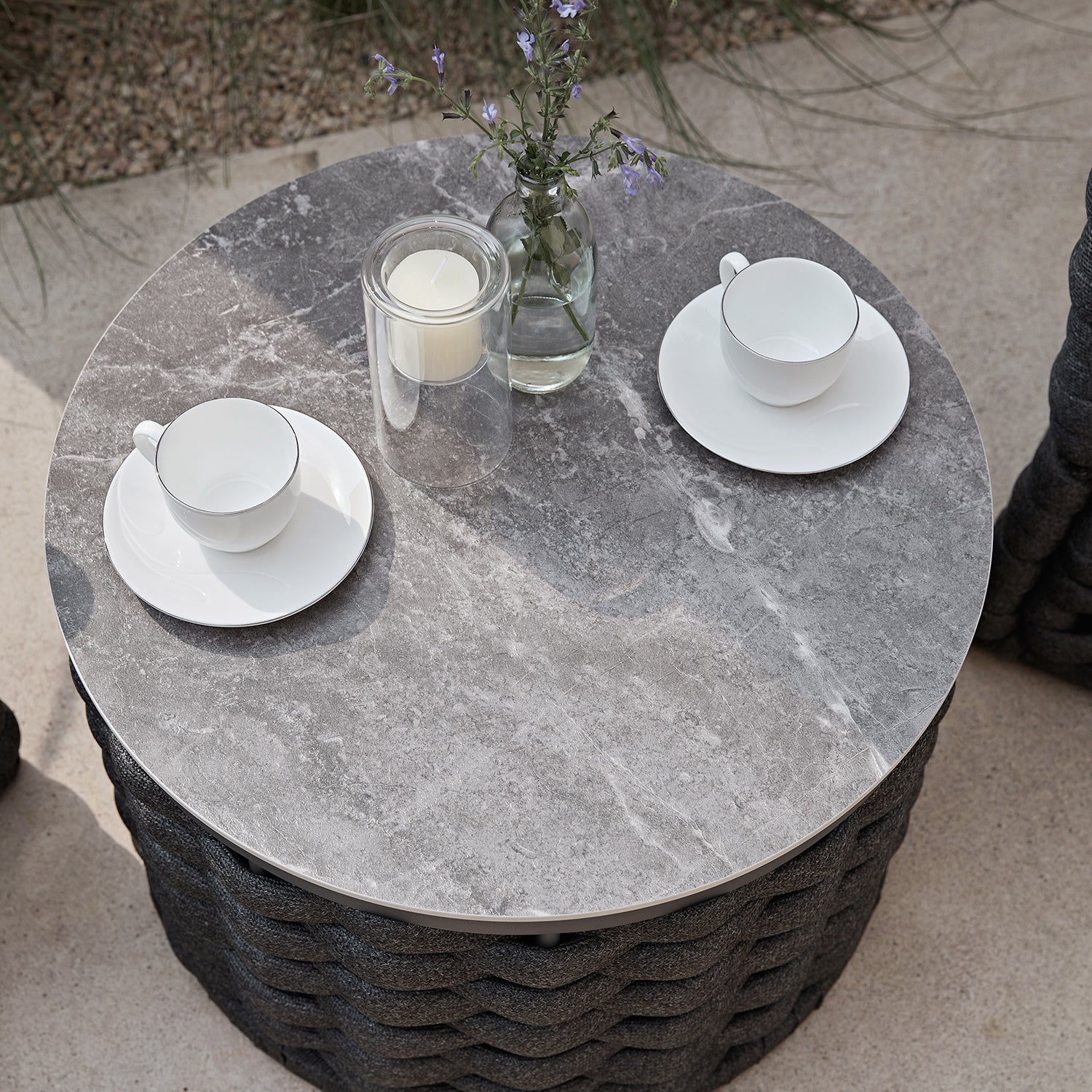 Positano Wide Rope Bistro Set, Grey