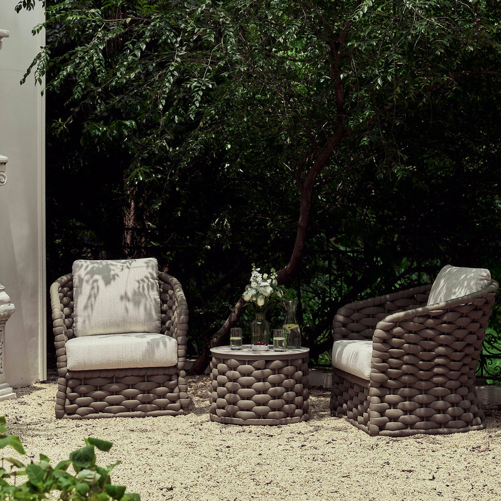Positano Wide Rope Bistro Set, Taupe