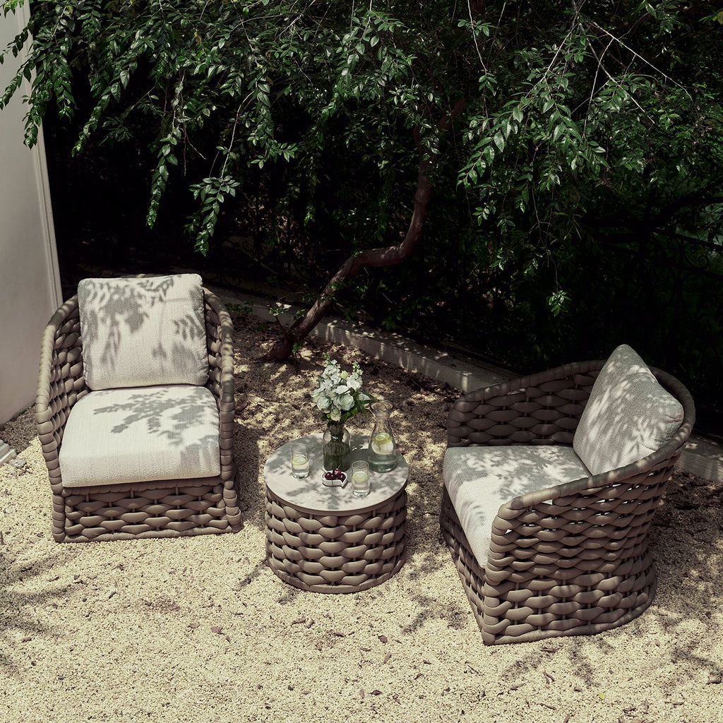 Positano Wide Rope Bistro Set, Taupe