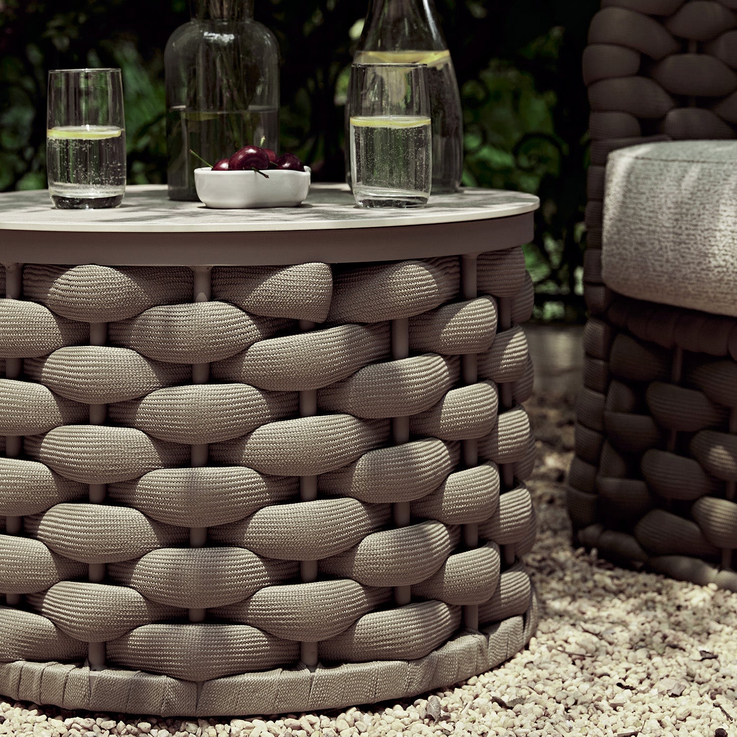 Positano Wide Rope Bistro Set, Taupe