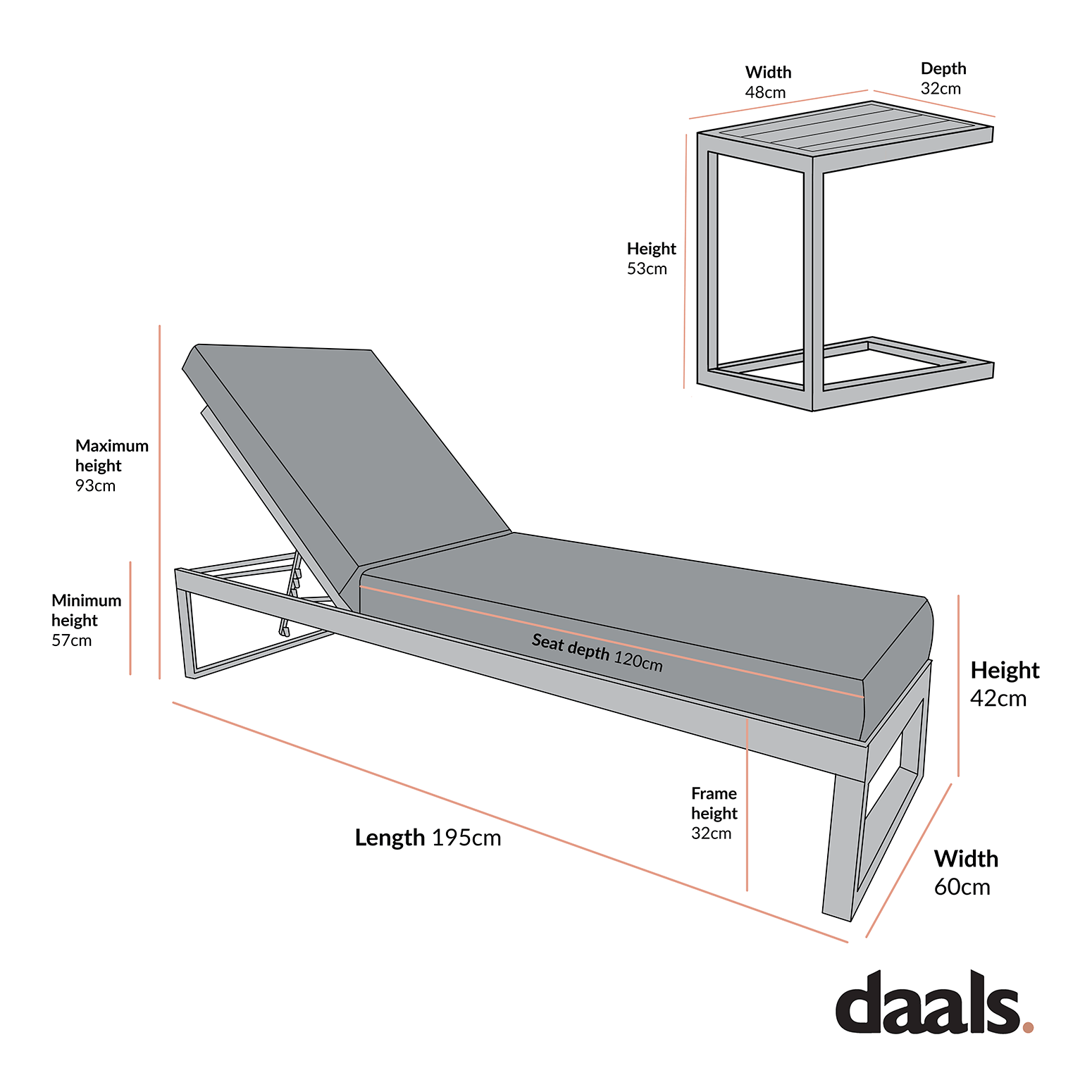 Albany Aluminium Sun Lounger and Side Table Set, Taupe