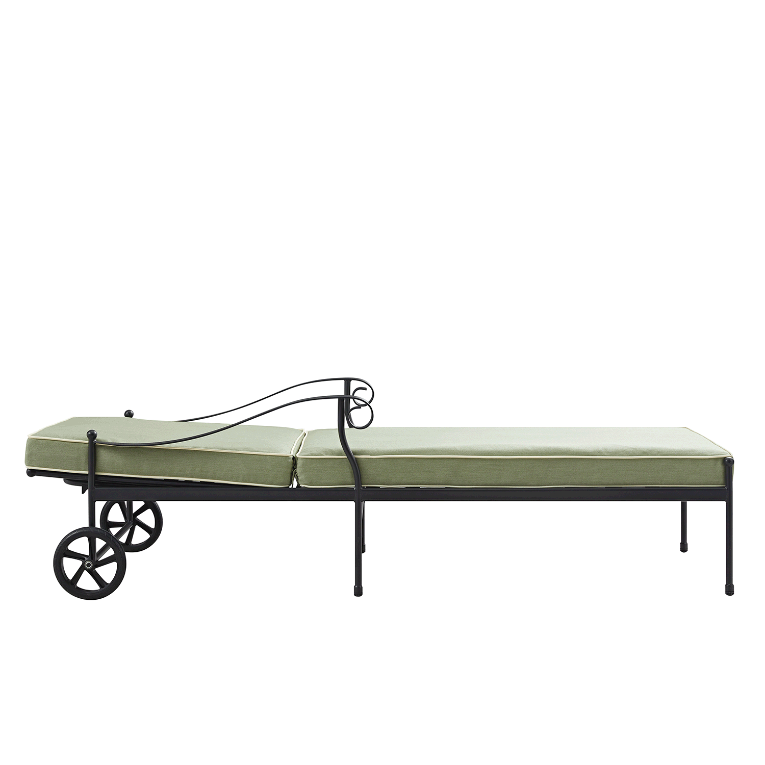 Haymes Metal Sun Lounger with Wheels, Reseda Green