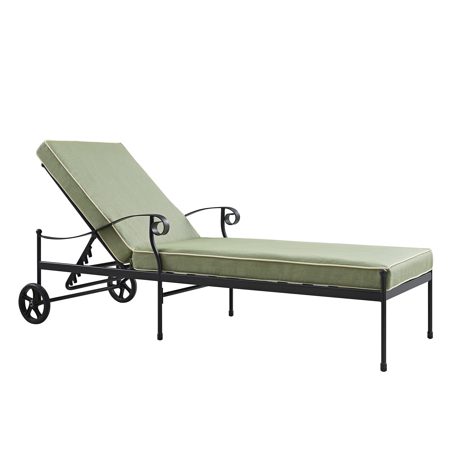 Haymes Metal Sun Lounger with Wheels, Reseda Green