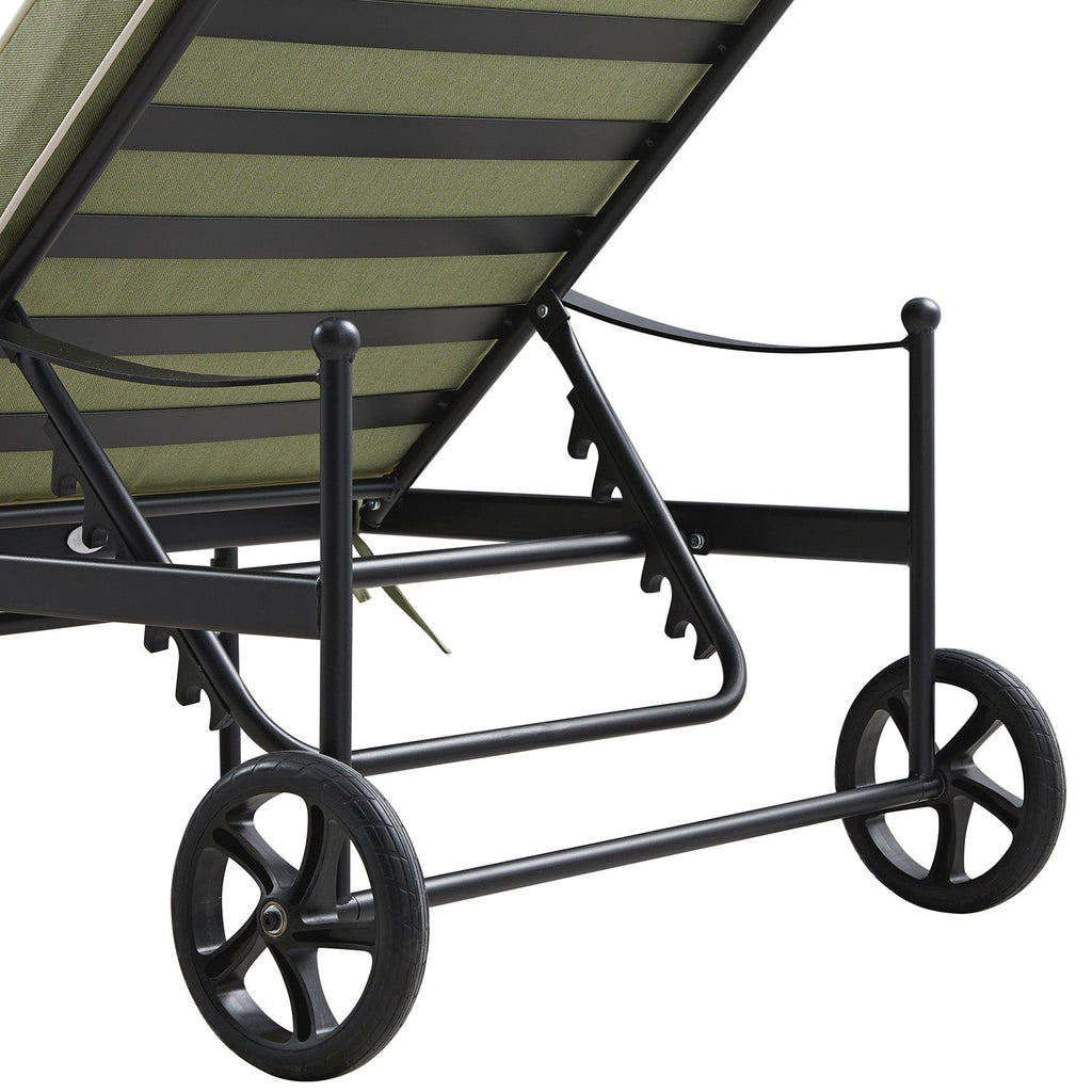 Haymes Metal Sun Lounger with Wheels, Reseda Green