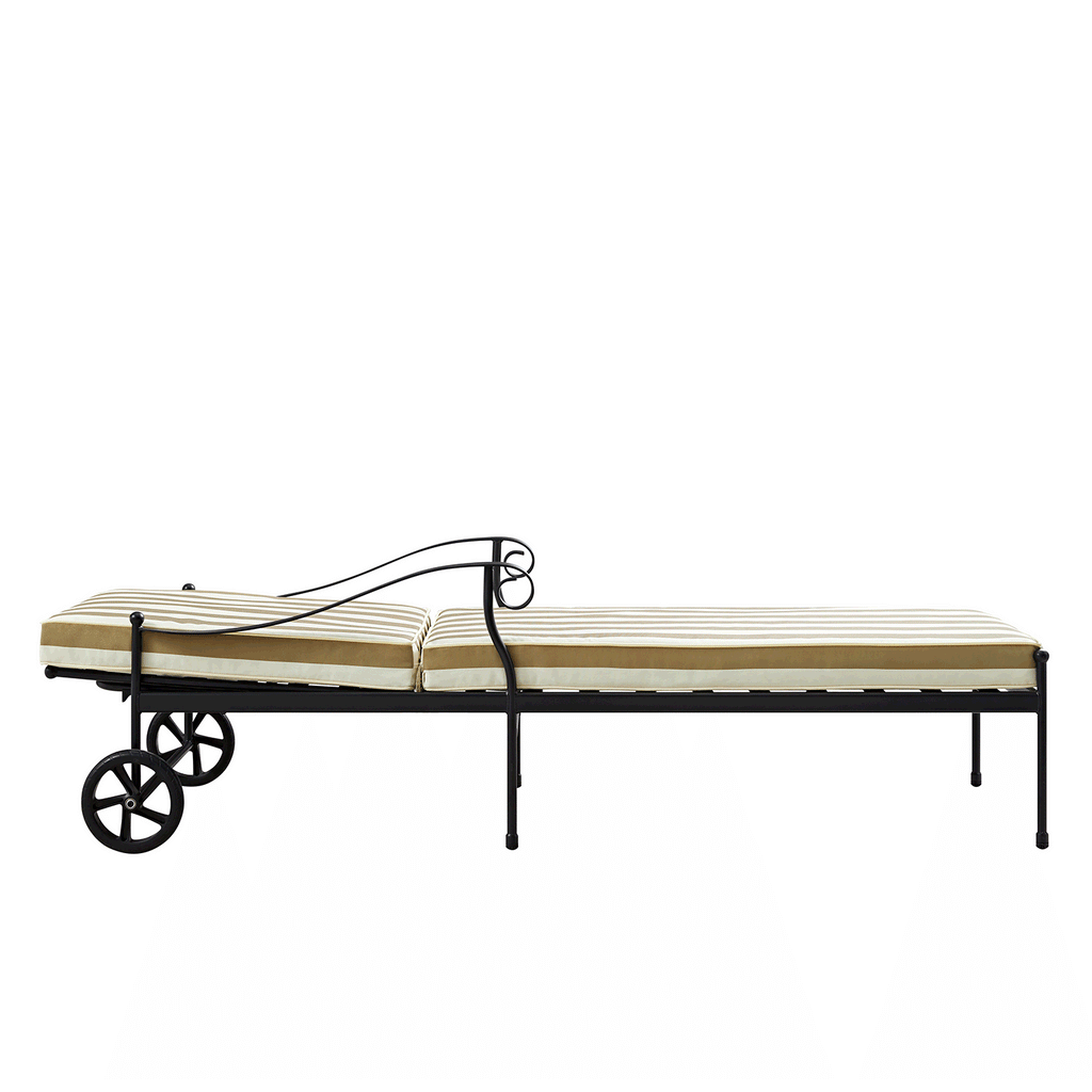 Haymes Metal Sun Lounger with Wheels, Khaki Stripe