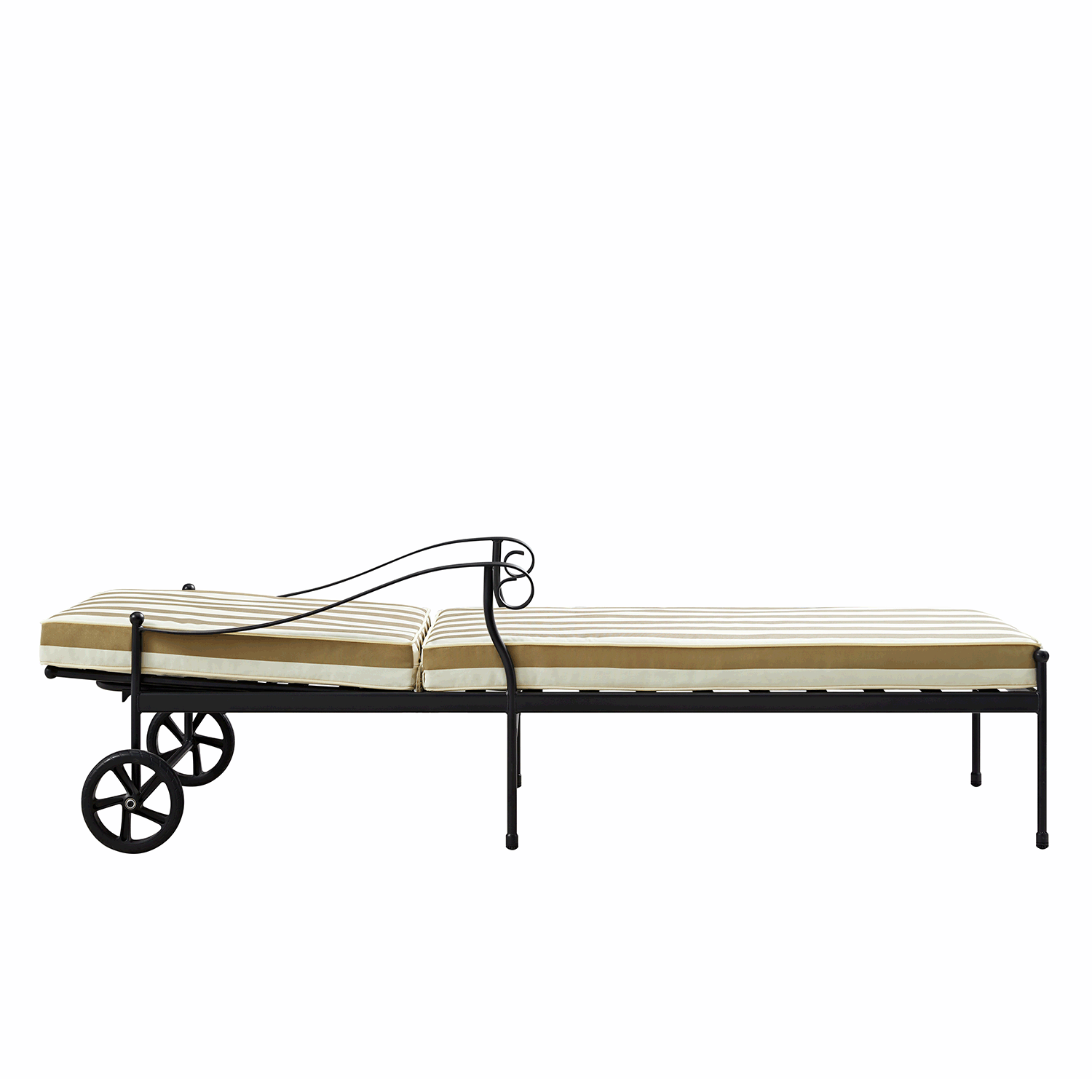 Haymes Metal Sun Lounger with Wheels, Khaki Stripe