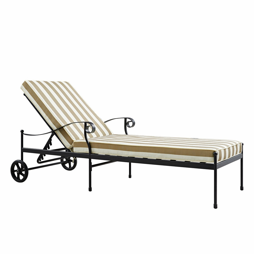 Haymes Metal Sun Lounger with Wheels, Khaki Stripe