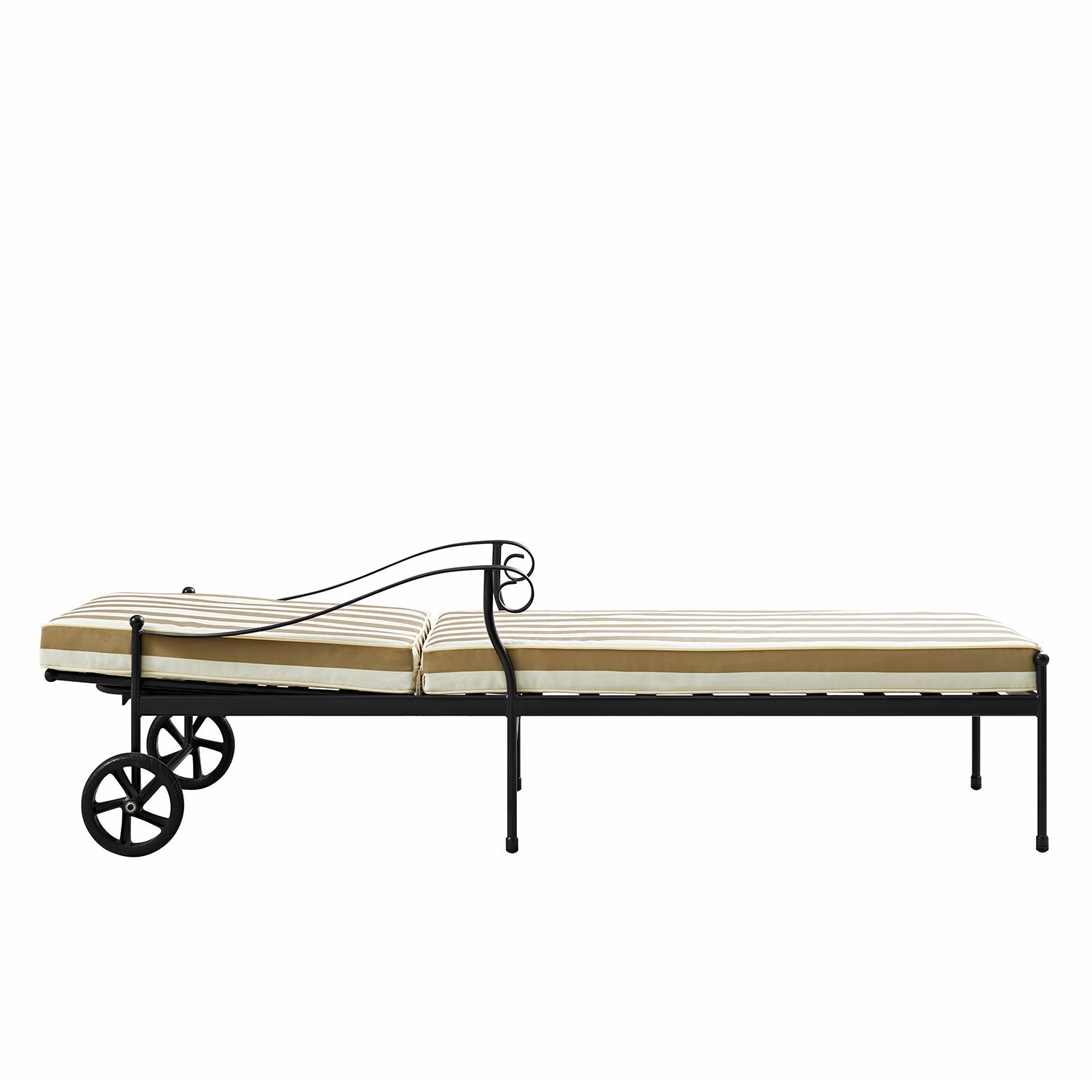 Haymes Metal Sun Lounger with Wheels, Khaki Stripe