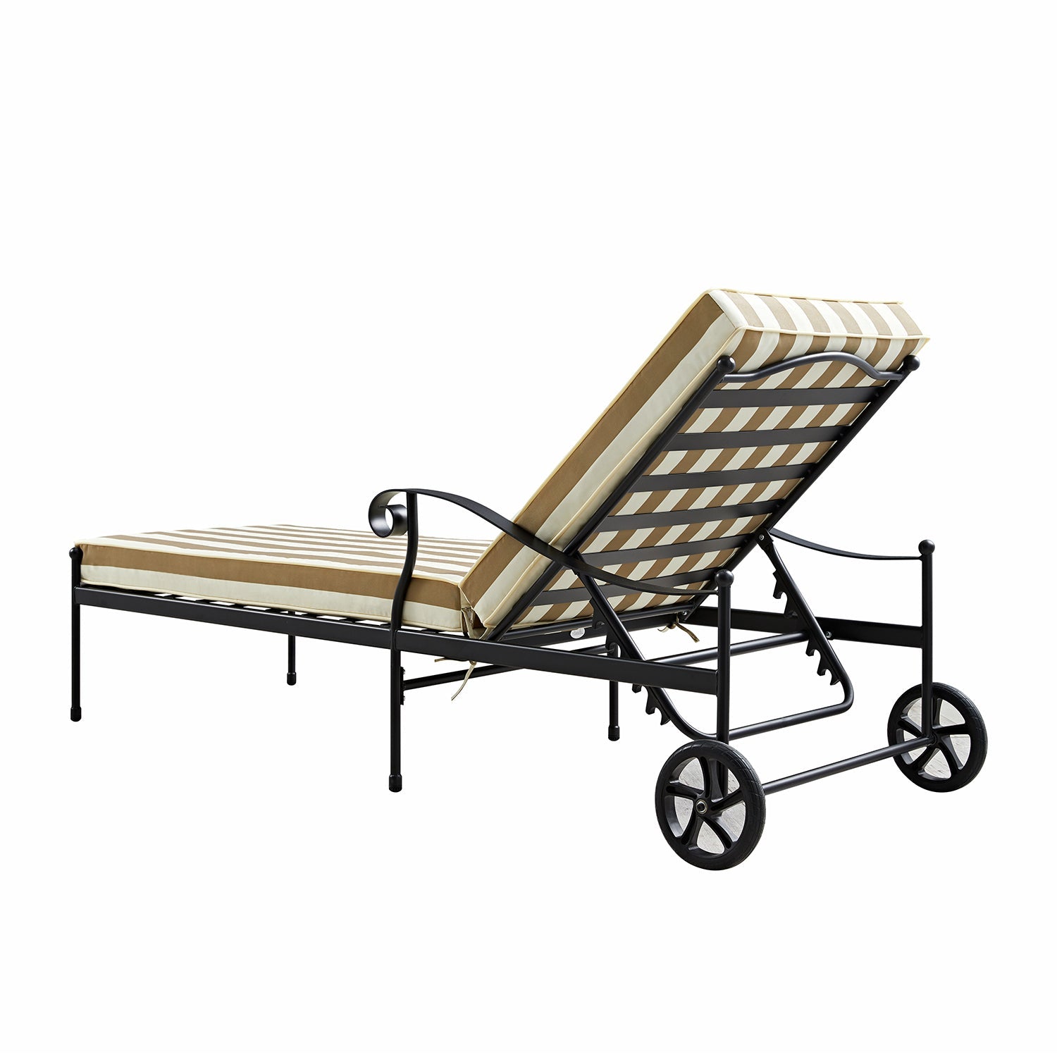 Haymes Metal Sun Lounger with Wheels, Khaki Stripe