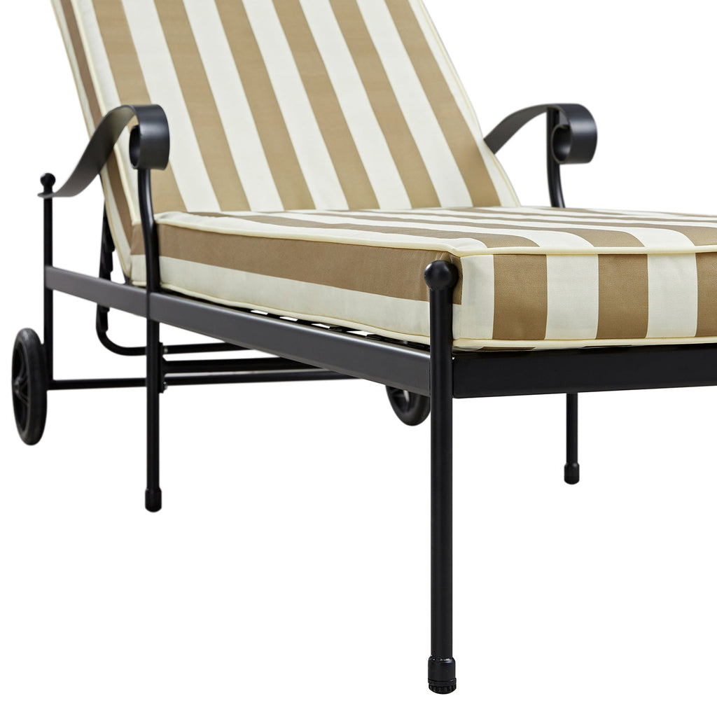 Haymes Metal Sun Lounger with Wheels, Khaki Stripe