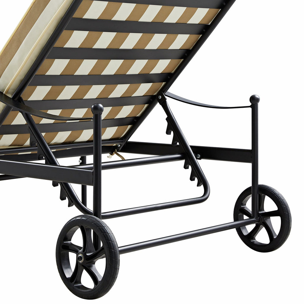 Haymes Metal Sun Lounger with Wheels, Khaki Stripe