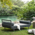 Willowbrook Lattice Weave Rattan Daybed, Dark Grey