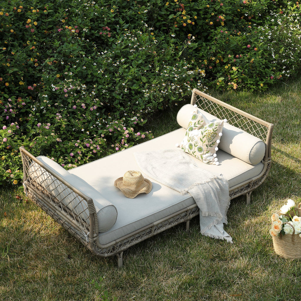 Willowbrook Lattice Weave Rattan Daybed, Natural