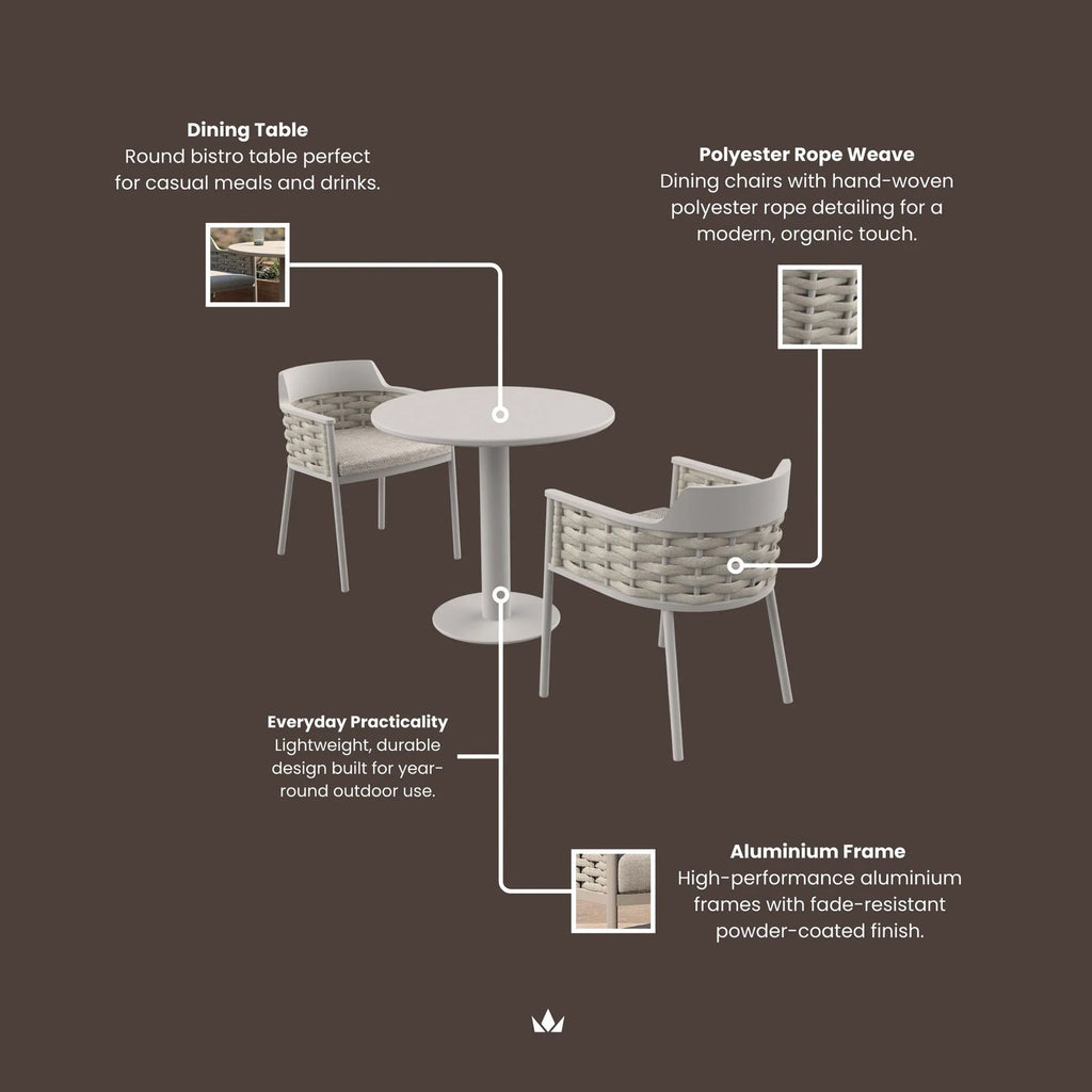 Olma 2 Seater Bistro Set