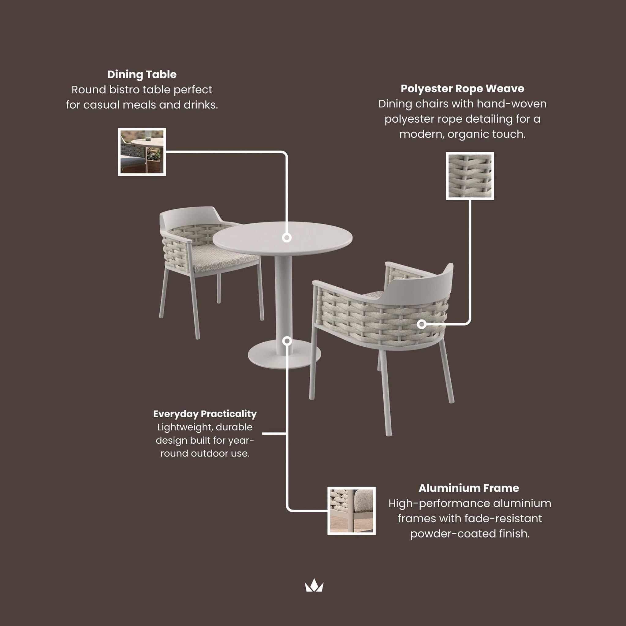 Olma 2 Seater Bistro Set
