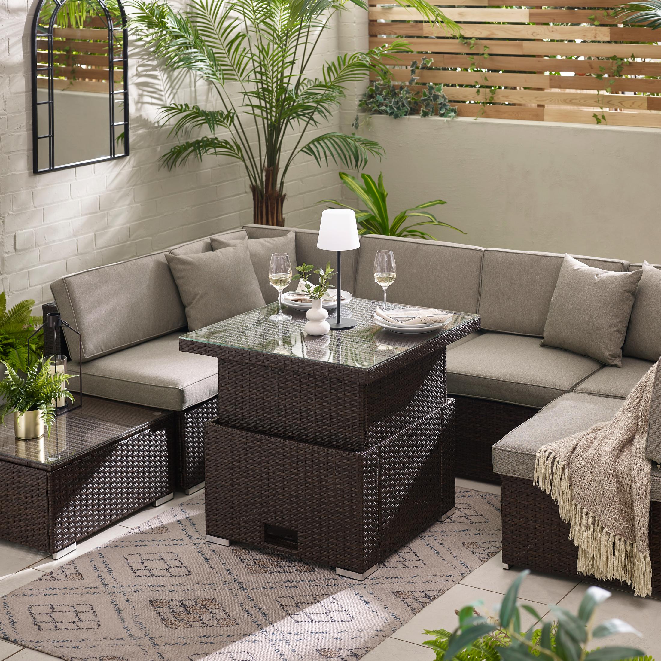 Orlando Brown Rattan Rising Garden Coffee to Dining Table