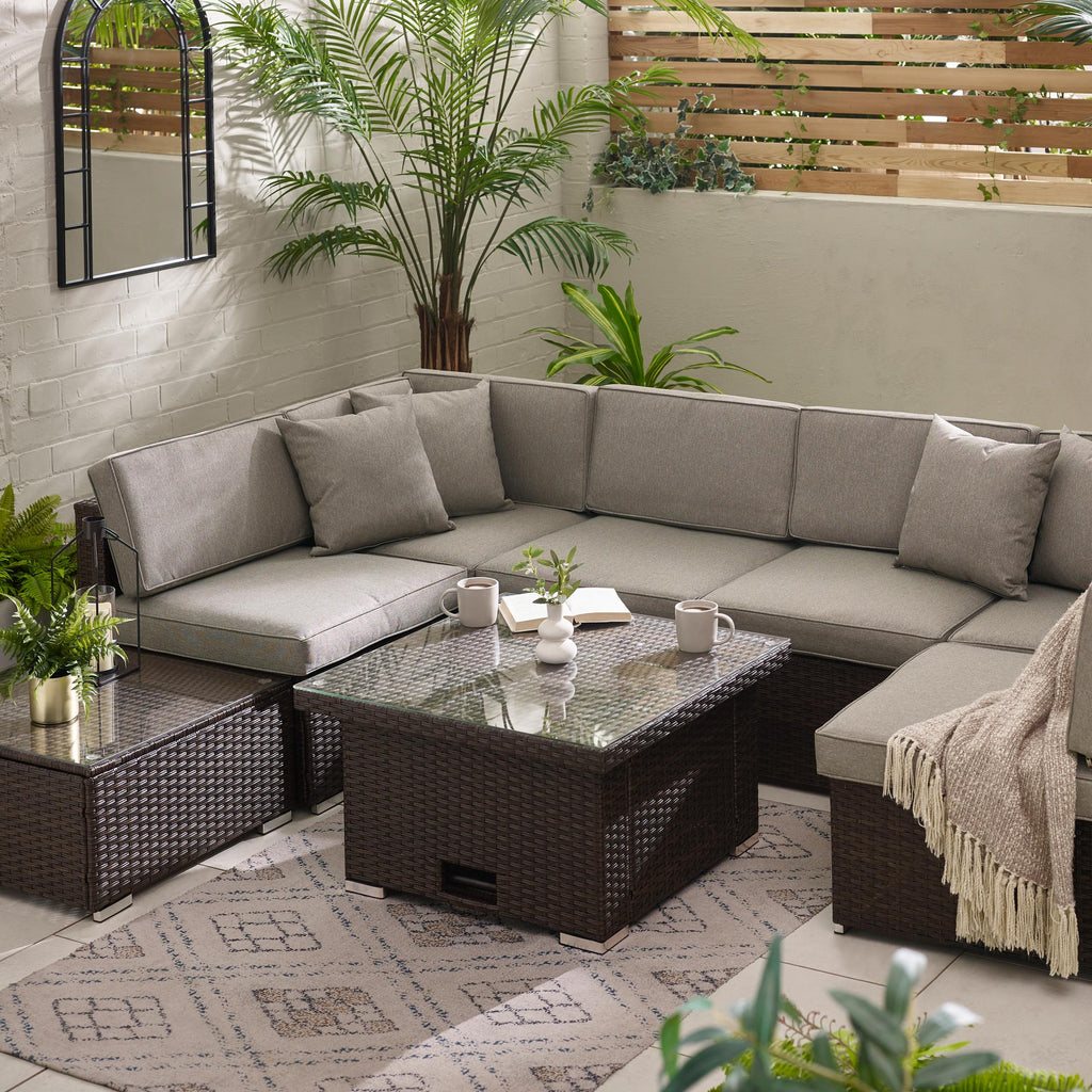Orlando Brown Rattan Rising Garden Coffee to Dining Table