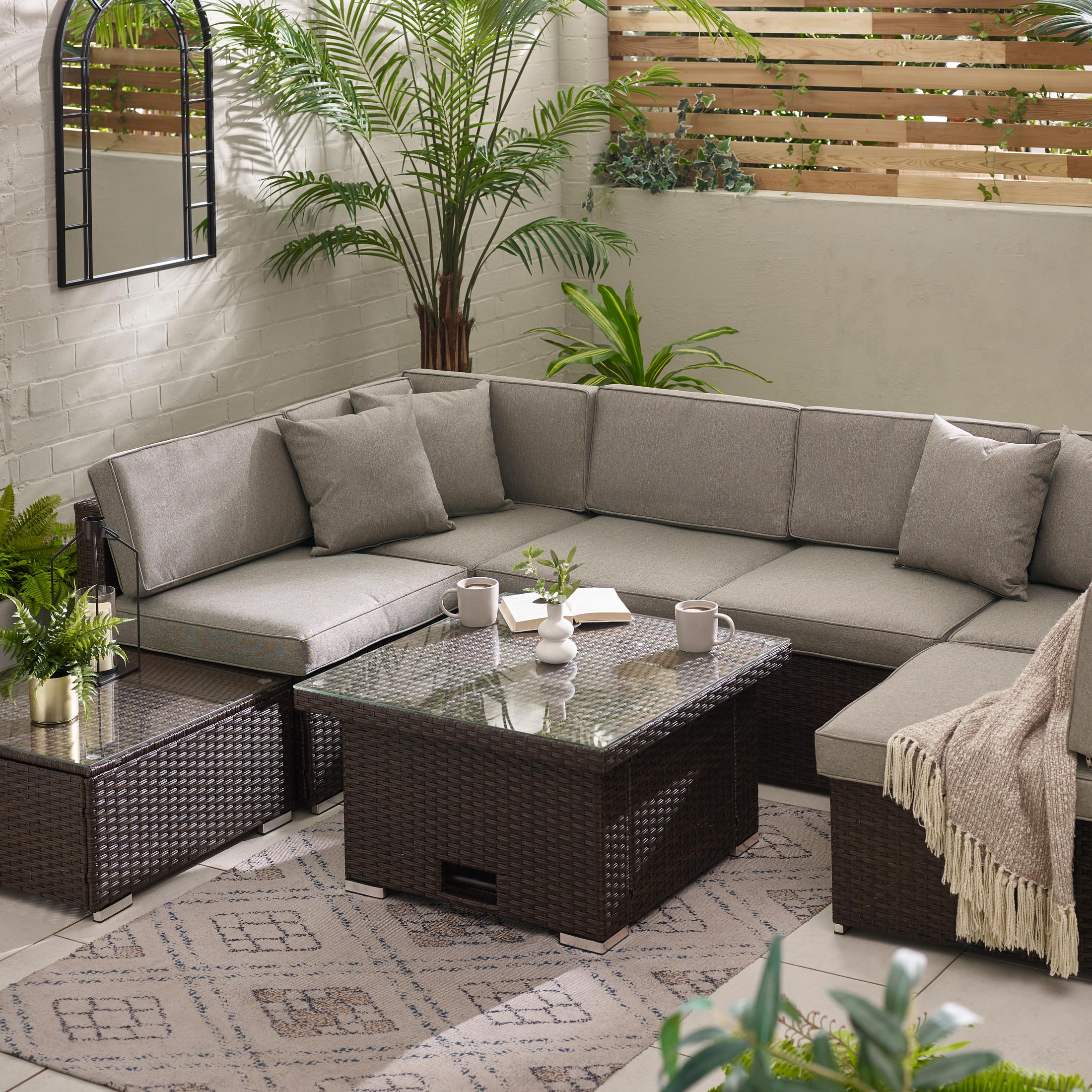 Orlando Brown Rattan Rising Garden Coffee to Dining Table