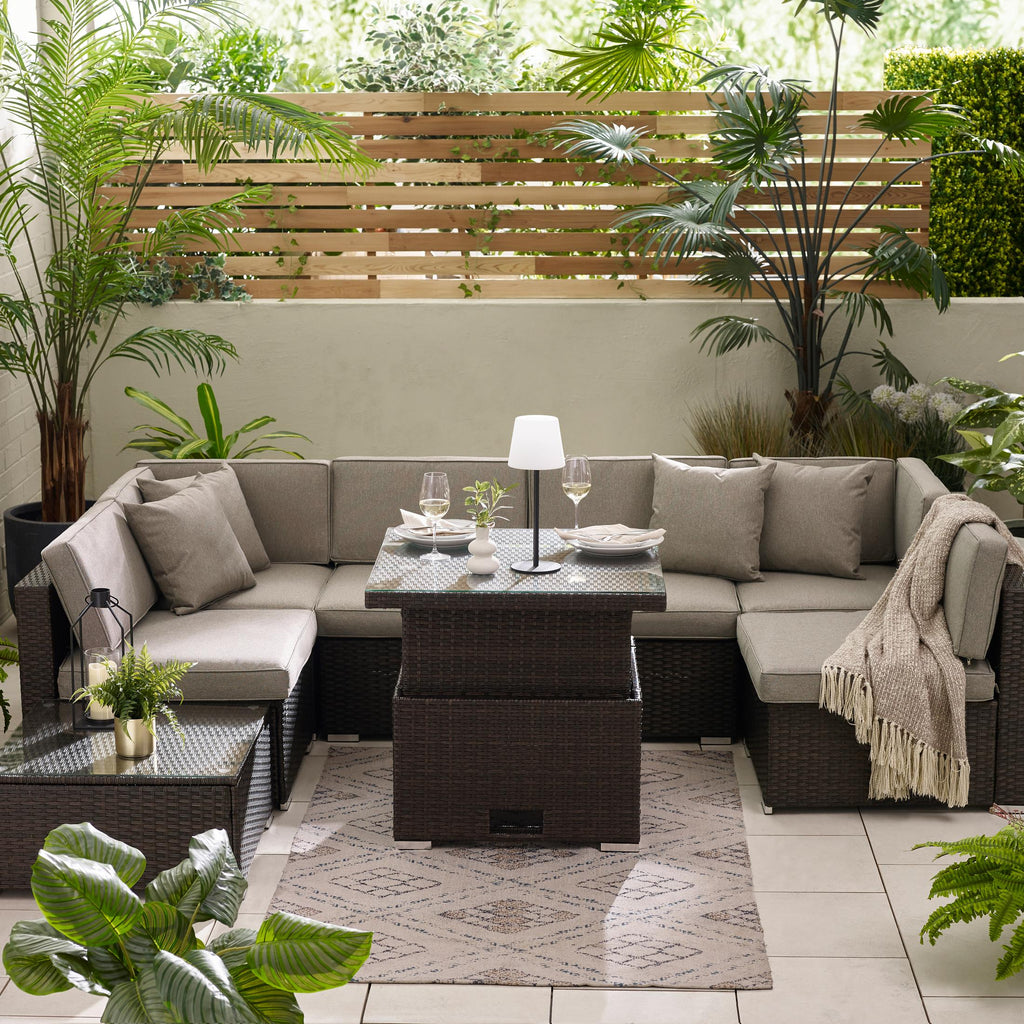 Orlando Brown Rattan Rising Garden Coffee to Dining Table