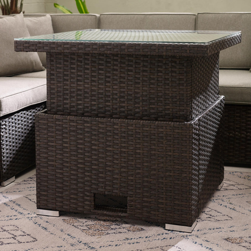 Orlando Brown Rattan Rising Garden Coffee to Dining Table