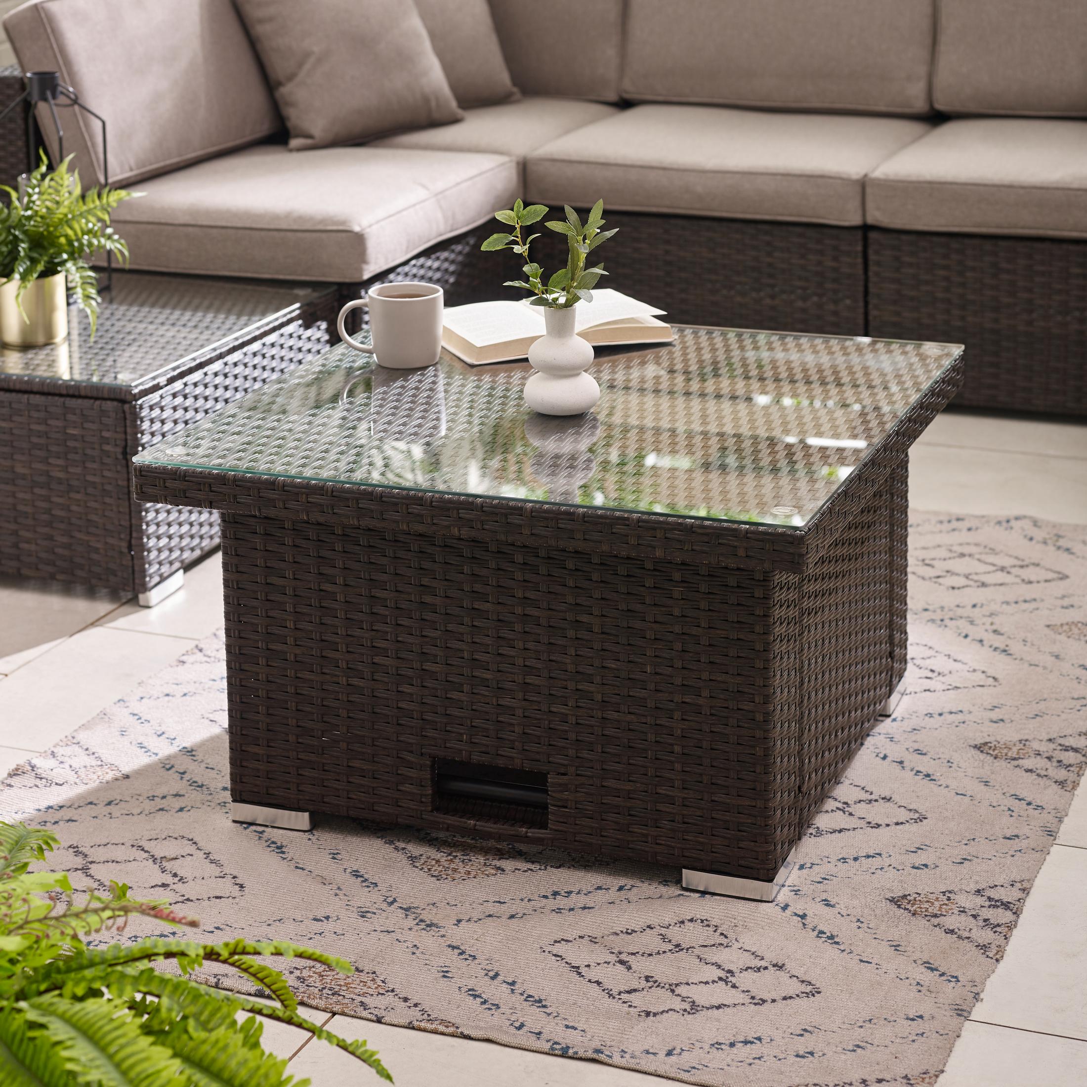Orlando Brown Rattan Rising Garden Coffee to Dining Table