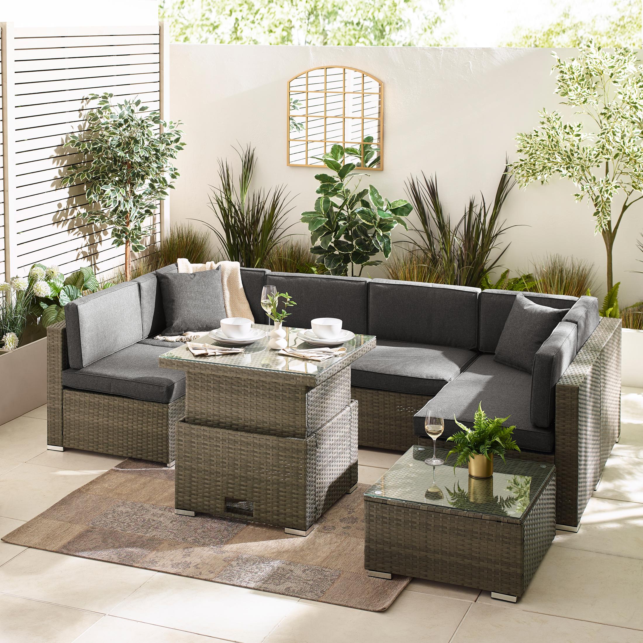 Orlando Grey Rattan Rising Garden Coffee to Dining Table
