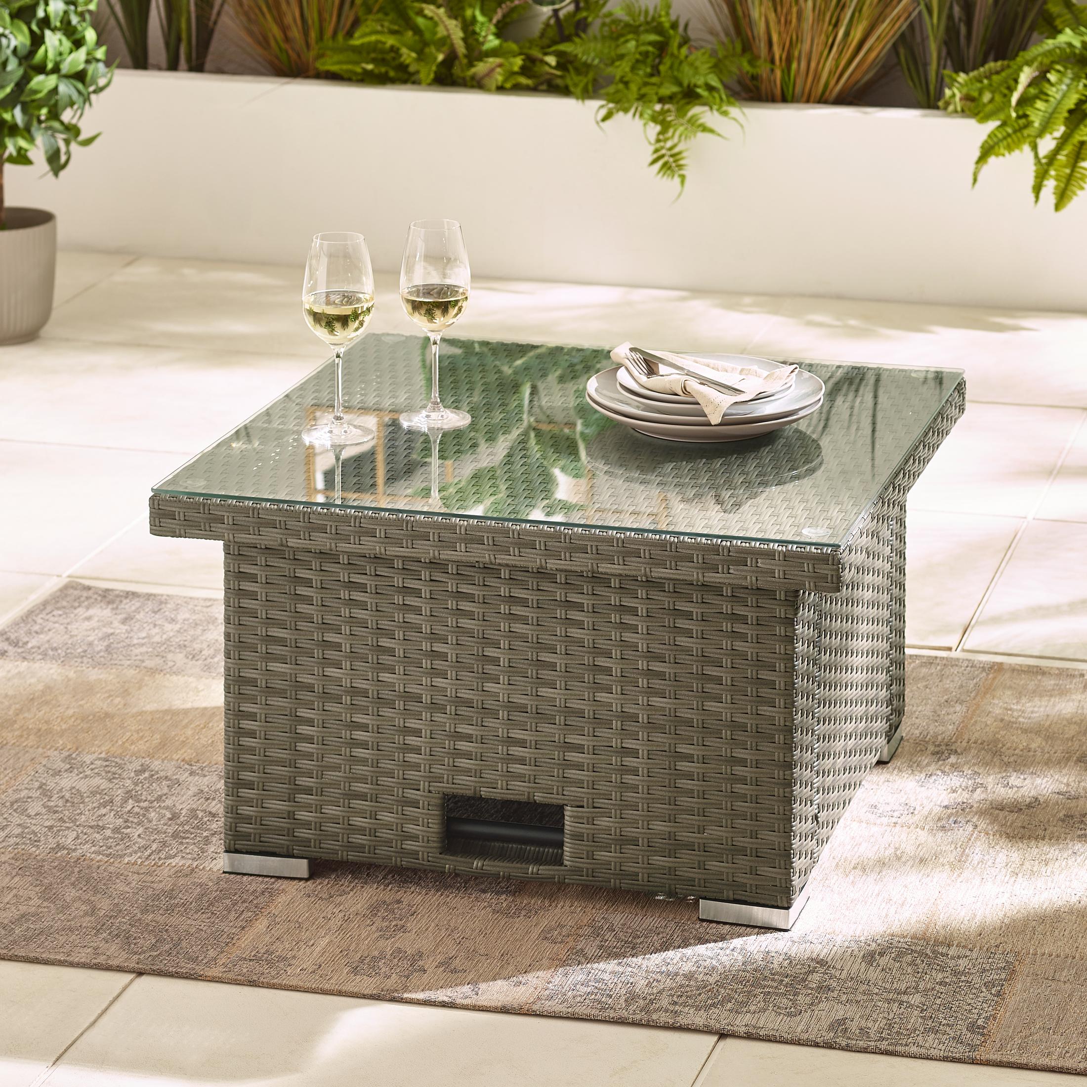 Orlando Grey Rattan Rising Garden Coffee to Dining Table