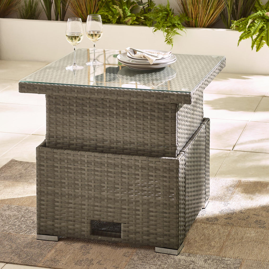 Orlando Grey Rattan Rising Garden Coffee to Dining Table