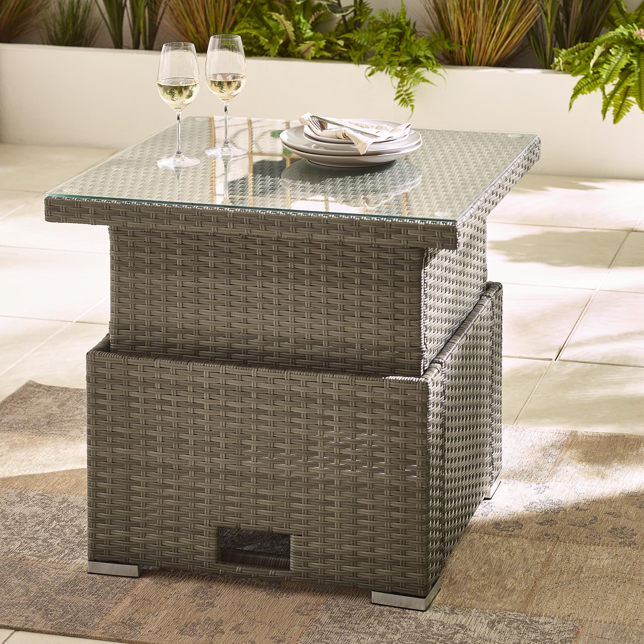 Orlando Grey Rattan Rising Garden Coffee to Dining Table