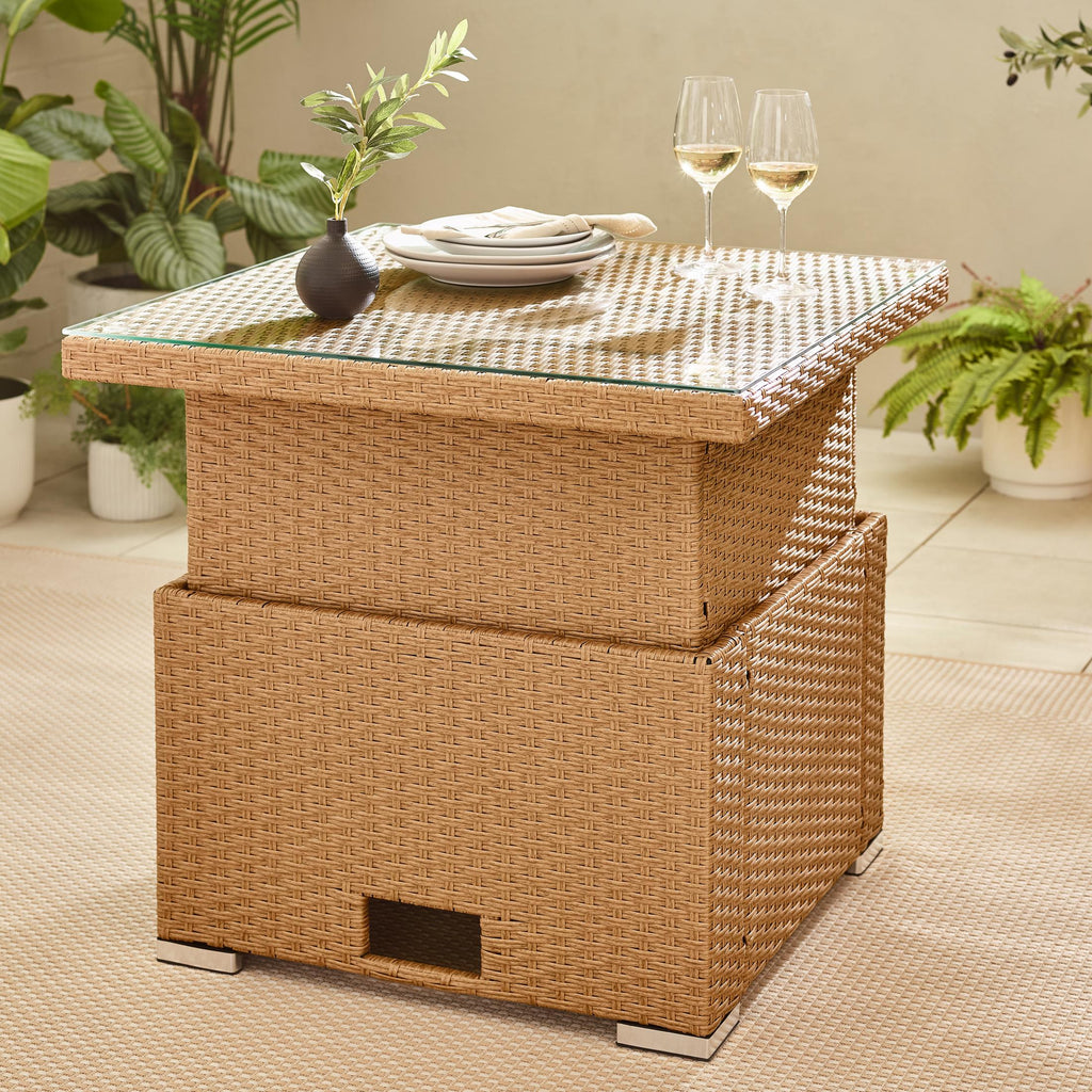 Orlando Beige Rattan Rising Garden Coffee to Dining Table