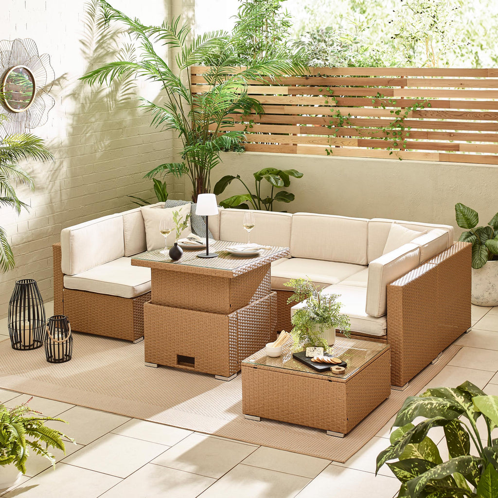 Orlando Beige Rattan Rising Garden Coffee to Dining Table