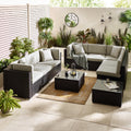 Orlando Black Rattan & Grey 8 Seat Modular Garden Sofa