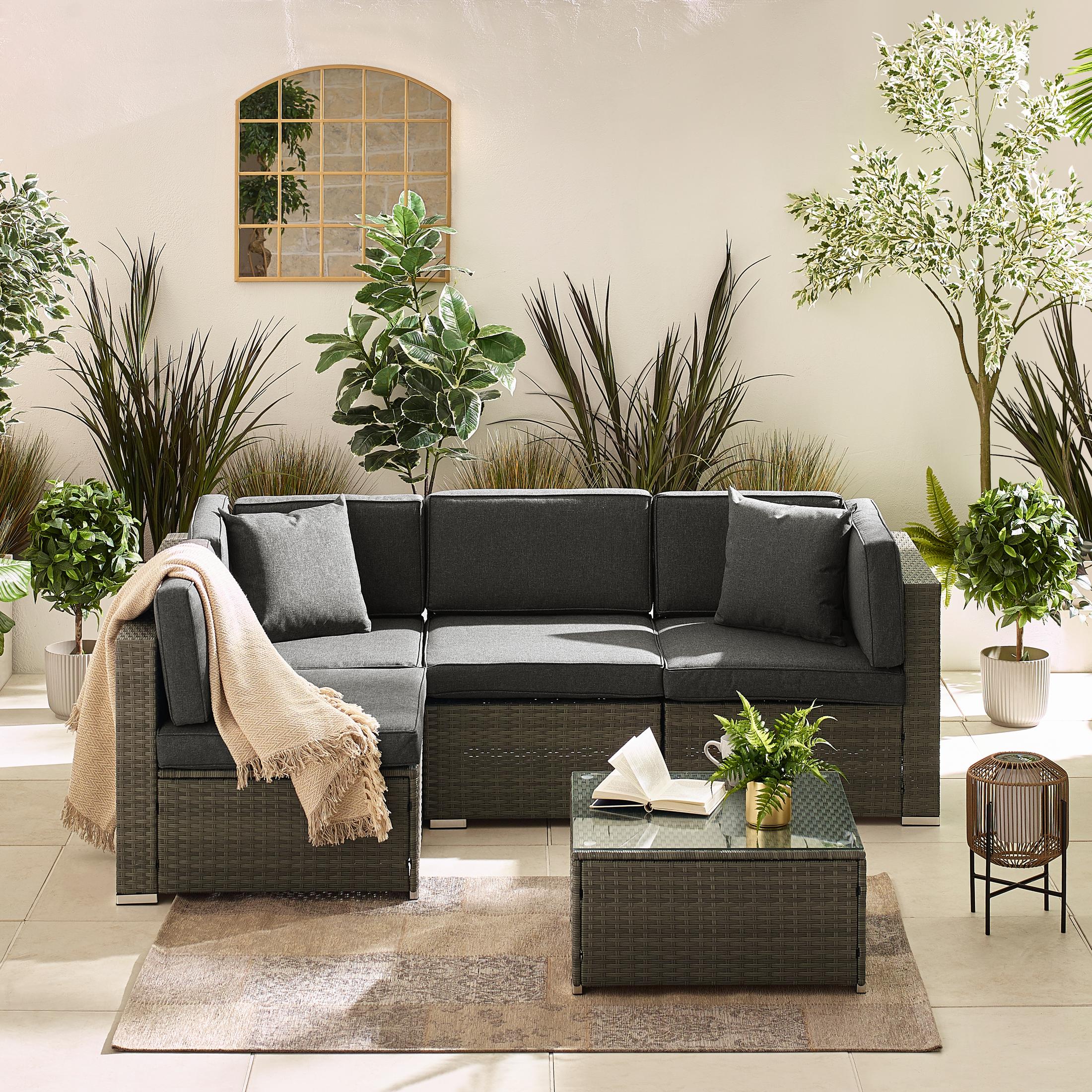 Orlando Grey Rattan & Grey 4 Seat Modular Garden Sofa