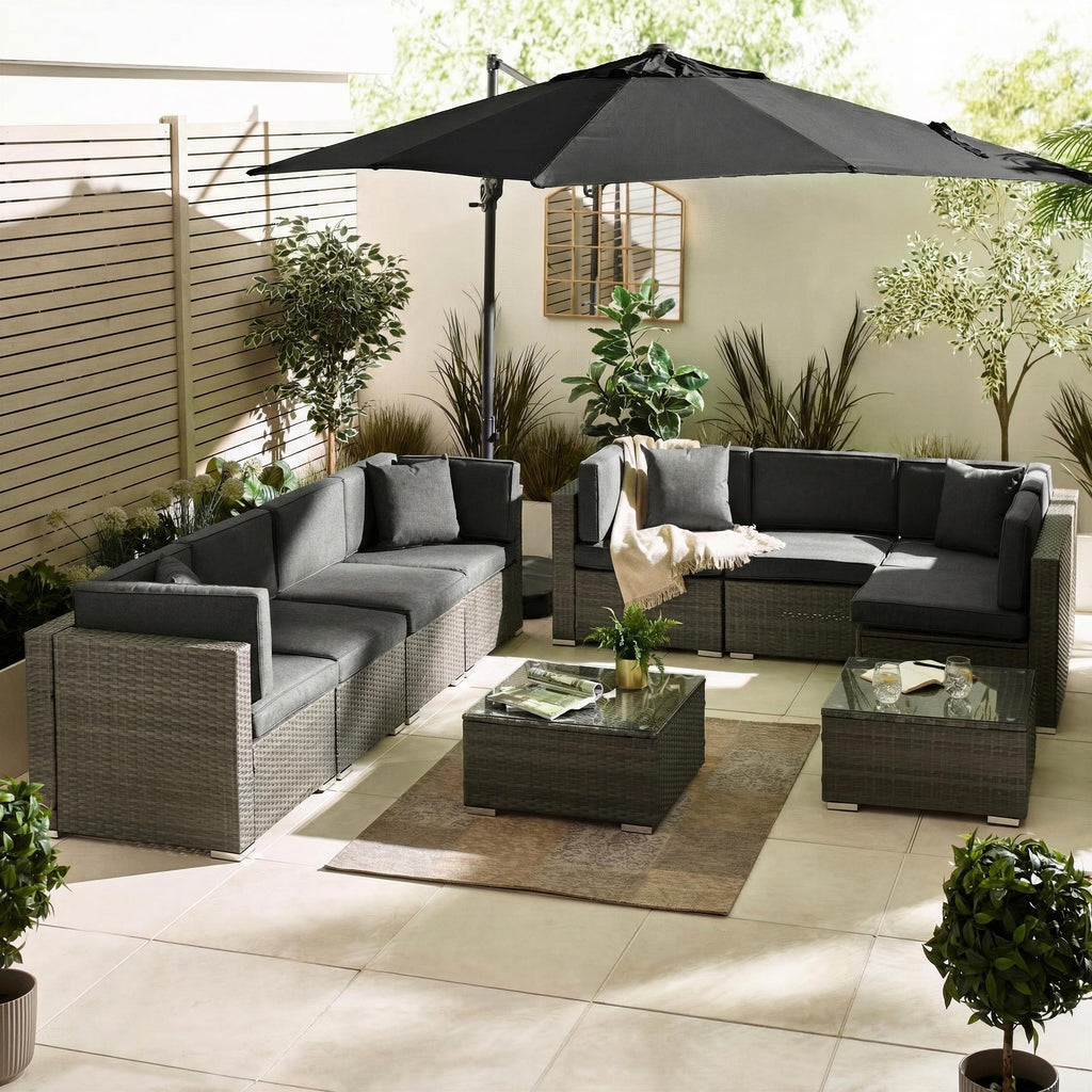 Orlando Grey Rattan & Grey 8 Seat Modular Garden Sofa